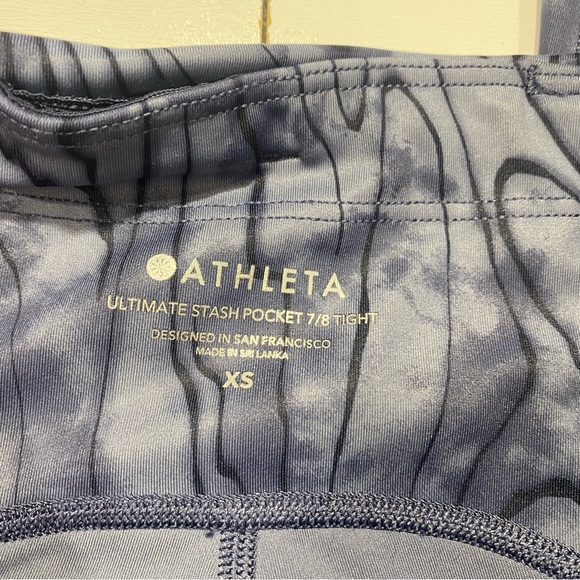 Athleta Blue Print Ultimate Stash Pocket 7/8 Woman’s Activewear Tights Size XS - Picture 11 of 13